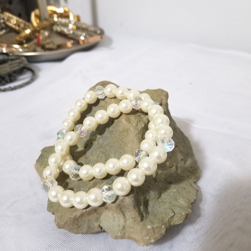 White pearl bracelets
